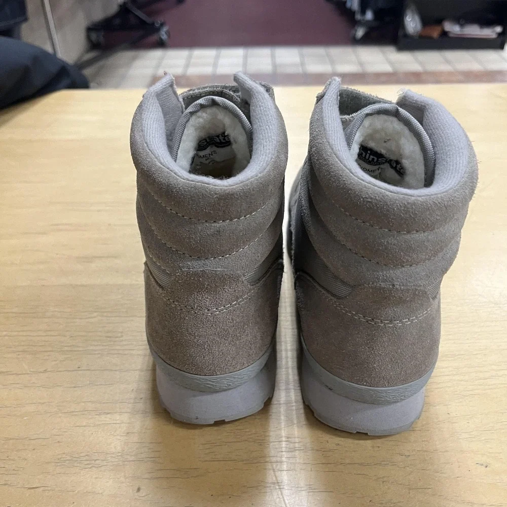 LL Bean Boots Womens 8 Gray Thinsulate Strap‎ Winter Snow Suede Leather Boots